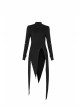 Steam Punk Female Black Long Sleeve Hollow Irregular Hem Elastic Dress
