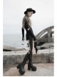 Steam Punk Female Black Long Sleeve Hollow Irregular Hem Elastic Dress