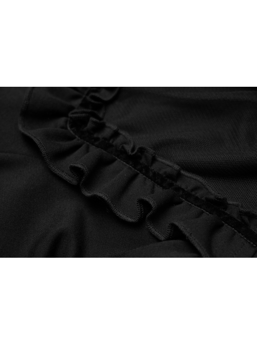 Gothic Female Dark Long Sleeve Clown Printed Pleated Skirt