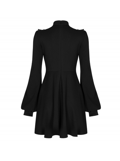 Gothic Female Dark Long Sleeve Clown Printed Pleated Skirt