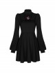 Gothic Female Dark Long Sleeve Clown Printed Pleated Skirt