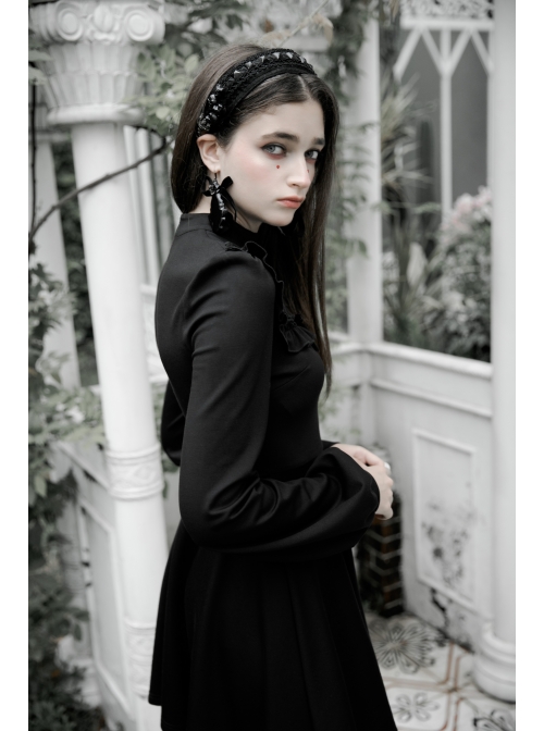Gothic Female Dark Long Sleeve Clown Printed Pleated Skirt