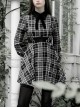 Steam Punk Female Black White Lattice Plaid High Waist Elegant Dress