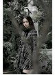 Steam Punk Female Black White Lattice Plaid High Waist Elegant Dress