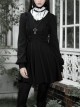 Gothic Black Female Long Sleeve Lotus Leaf Hem Pleated Dress