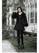 Gothic Black Female Long Sleeve Lotus Leaf Hem Pleated Dress