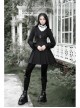 Gothic Black Female Long Sleeve Lotus Leaf Hem Pleated Dress