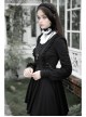 Gothic Black Female Long Sleeve Lotus Leaf Hem Pleated Dress