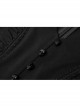 Gothic Black Female Long Sleeve Lotus Leaf Hem Pleated Dress