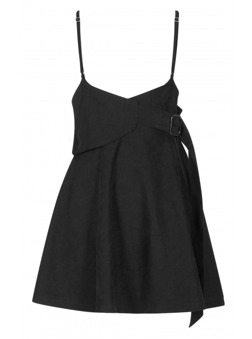 Steam Punk Female Casual Dark Strap Buckle High Waist Dress