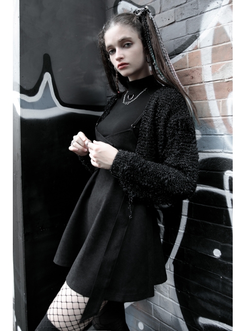 Steam Punk Female Casual Dark Strap Buckle High Waist Dress