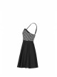 Steam Punk Female Black Elegant Bird Printed Stitching Strap Dress