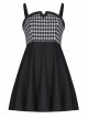 Steam Punk Female Black Elegant Bird Printed Stitching Strap Dress