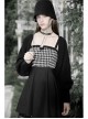 Steam Punk Female Black Elegant Bird Printed Stitching Strap Dress