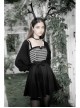 Steam Punk Female Black Elegant Bird Printed Stitching Strap Dress
