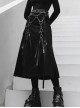 Steam Punk Female Casual Black Binding Split Long Skirt