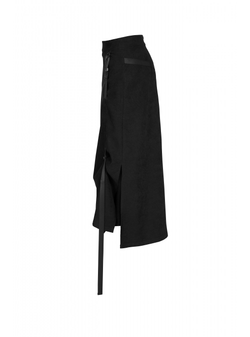 Steam Punk Female Casual Black Binding Split Long Skirt