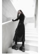 Steam Punk Female Casual Black Binding Split Long Skirt