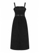 Steam Punk Female Black Belted Zipper Strap Long Dress
