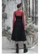 Steam Punk Female Black Belted Zipper Strap Long Dress