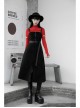 Steam Punk Female Black Belted Zipper Strap Long Dress