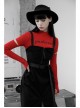 Steam Punk Female Black Belted Zipper Strap Long Dress