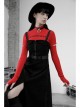 Steam Punk Female Black Belted Zipper Strap Long Dress