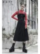 Steam Punk Female Black Belted Zipper Strap Long Dress