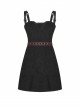 Steam Punk Female Black Strap Belted  Binding High Waist Dress