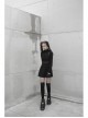 Steam Punk Female Black Strap Belted  Binding High Waist Dress