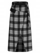 Steam Punk Female Black Grey Lattice Split Plaid Long Skirt