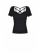Front Chest Hollow-Out Bandage Short Sleeve Black Punk T-Shirt