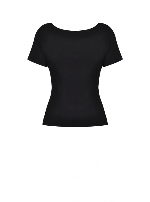 Front Chest Hollow-Out Bandage Short Sleeve Black Punk T-Shirt