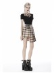 Front Chest Hollow-Out Bandage Short Sleeve Black Punk T-Shirt