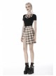 Front Chest Hollow-Out Bandage Short Sleeve Black Punk T-Shirt