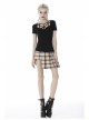 Front Chest Hollow-Out Bandage Short Sleeve Black Punk T-Shirt