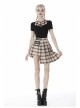 Front Chest Hollow-Out Bandage Short Sleeve Black Punk T-Shirt