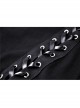 Off-Shoulder Metal Buckle Strap Slit Lace-Up Hem Black Punk Halter T-Shirt