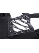 V-Neck Front Chest Metal Eyelets Lace-Up Short Sleeve Black Punk Halter T-Shirt