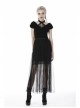 V-Neck Front Chest Metal Eyelets Lace-Up Short Sleeve Black Punk Halter T-Shirt