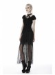 V-Neck Front Chest Metal Eyelets Lace-Up Short Sleeve Black Punk Halter T-Shirt