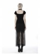 V-Neck Front Chest Metal Eyelets Lace-Up Short Sleeve Black Punk Halter T-Shirt