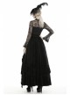 Front Chest Decals Lace-Up Lace Long Sleeve Flare Cuff Black Gothic T-Shirt