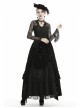 Front Chest Decals Lace-Up Lace Long Sleeve Flare Cuff Black Gothic T-Shirt