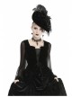 Black Deep V-Neck Lace-Up Chiffon Lantern Sleeve Gothic Velvet T-Shirt