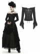 Black Off-Shoulder Front Chest Decals Lace-Up Lace Flare Cuff Gothic Blouse
