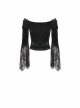 One-Word Collar Front Chest Frill Pendant Decoration Big Lace Cuff Black Gothic Velvet Blouse