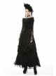One-Word Collar Front Chest Frill Pendant Decoration Big Lace Cuff Black Gothic Velvet Blouse