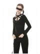 Front Chest Metal Eyelets Bandage Long Sleeve Black Punk Tight T-Shirt