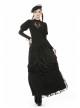 Front Chest Splice Decals Mesh Slit Lace-Up Long Sleeve Black Gothic T-Shirt